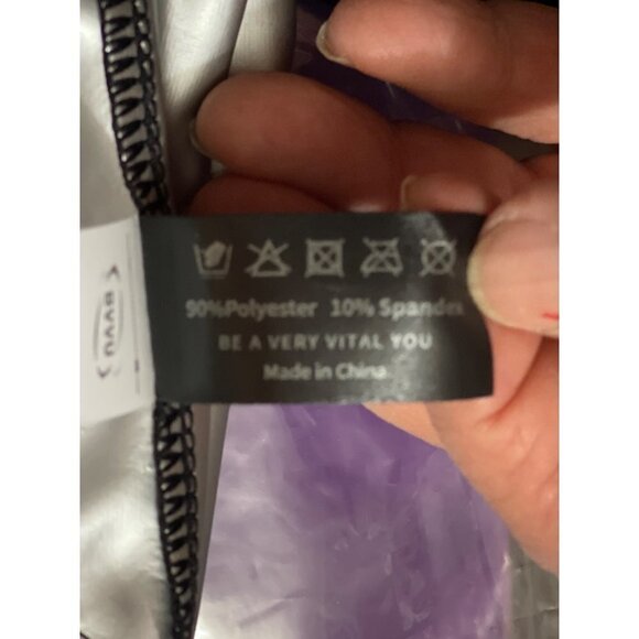 BVVU Womens High-Waisted Sauna Pants Large Black Silver Workout Fat-Burner NWT - Picture 14 of 16